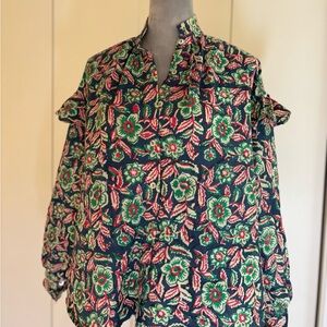 Floral Ruffle Sleeve Blouse Alex of Bohemian one size